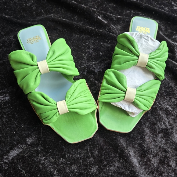 Frances Valentine Shoes - Frances Valentine Green Double Bow Sandals